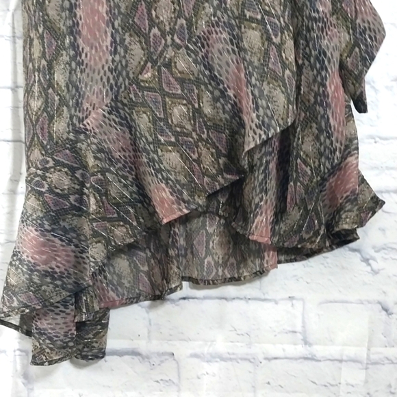 Cato Dress Wrap Look Ruffled Snake Print Long Sleeve Sz 18/20W - Picture 5 of 8